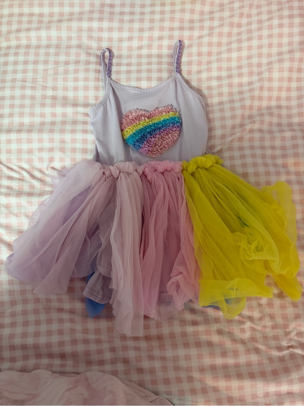 Girls Purple Rainbow Heart Tulle Tutù Dress - Kids Costume